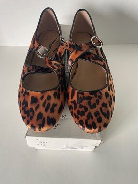 a new day Leopard Print Mary Jane Flats in light brown tamsin New!